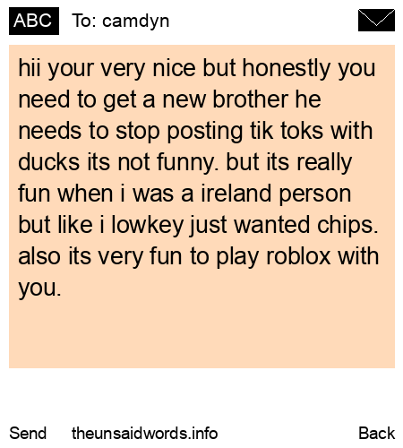 unsent message to camdyn