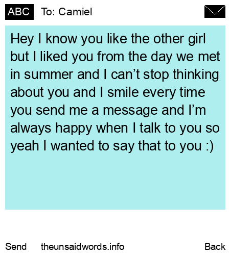 unsent message to Camiel