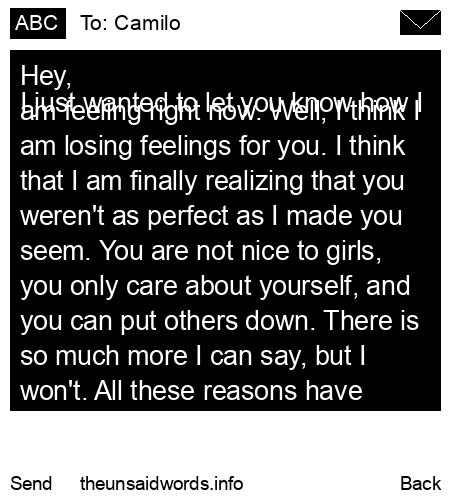 unsent message to Camilo