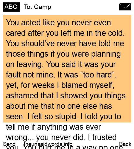 unsent message to Camp