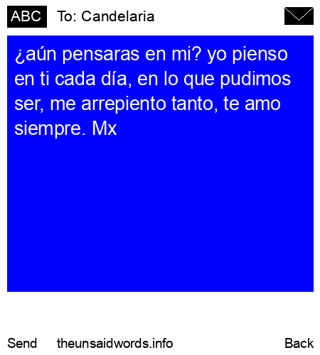 unsent message to Candelaria