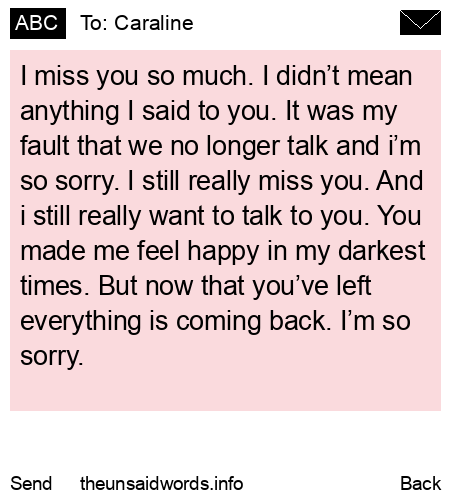 unsent message to Caraline