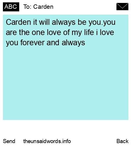 unsent message to Carden