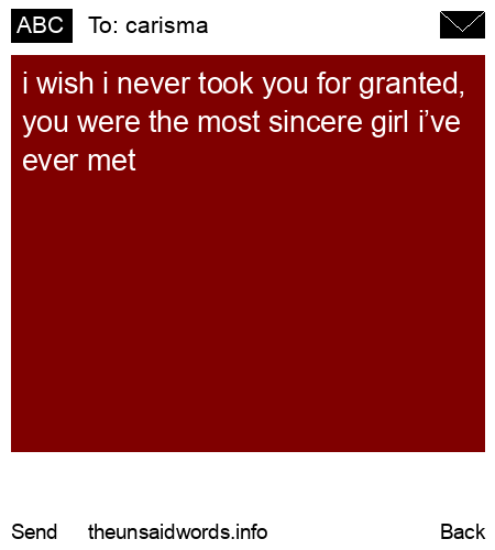 unsent message to carisma 