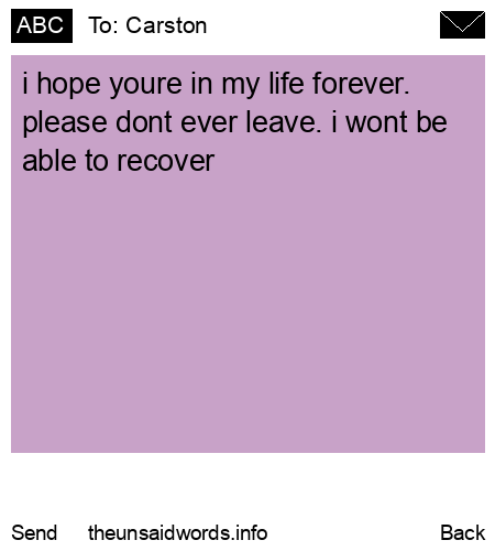 unsent message to Carston