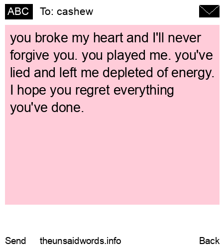 unsent message to cashew