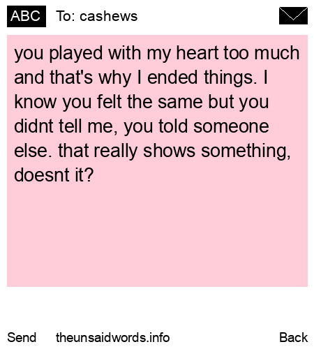 unsent message to cashews