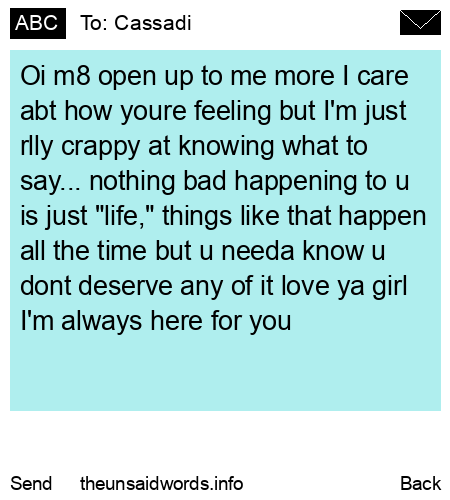 unsent message to Cassadi