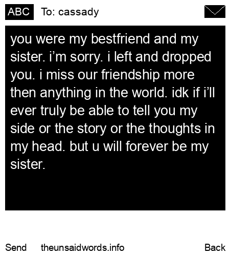 unsent message to cassady