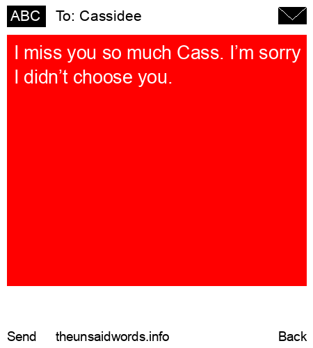unsent message to Cassidee