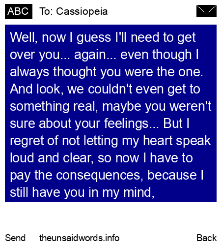 unsent message to Cassiopeia