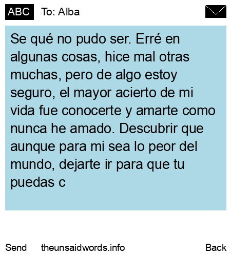 unsent message to Alba
