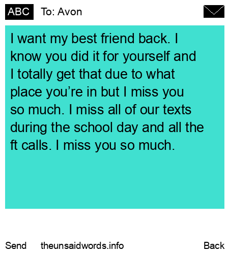 unsent message to Avon