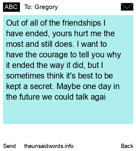 unsent message to Gregory