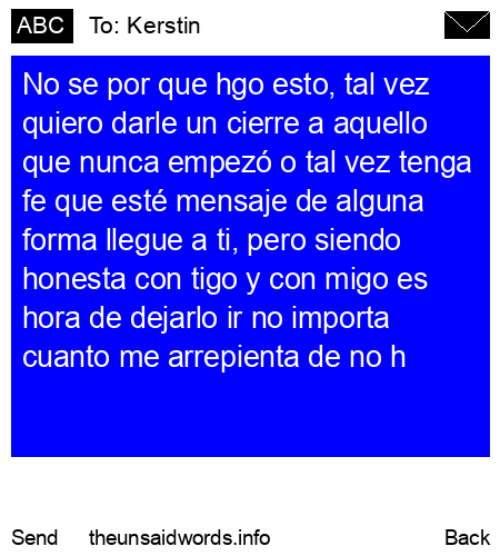 unsent message to Kerstin