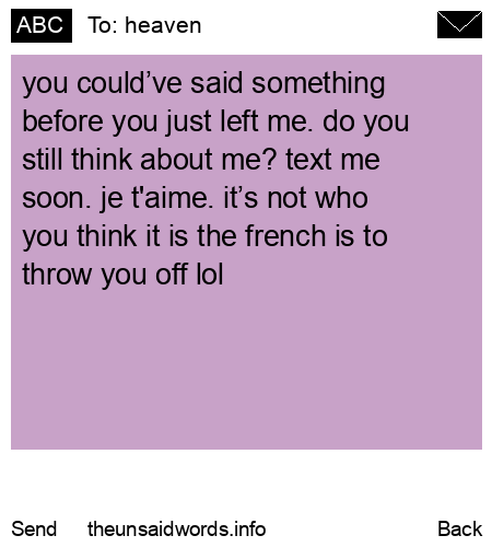 unsent message to heaven