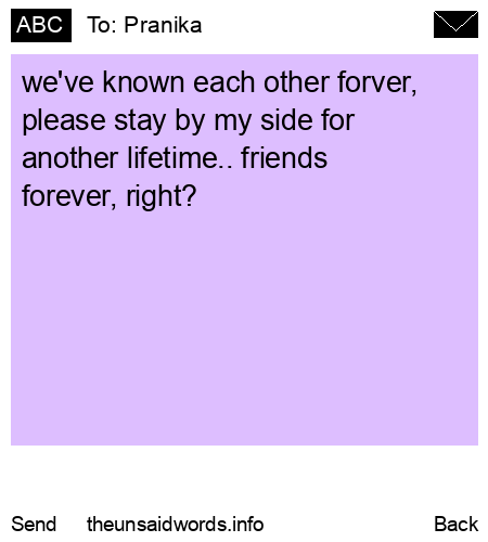 unsent message to Pranika 