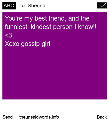 unsent message to Shenna