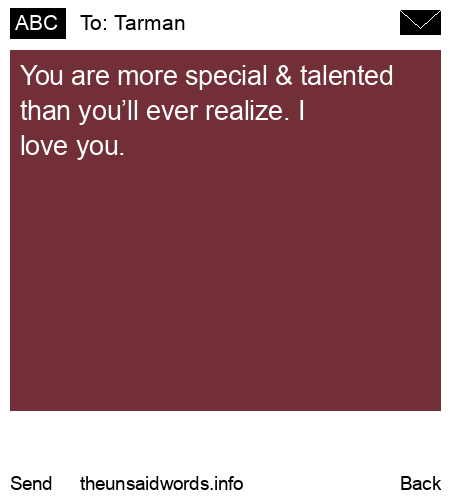 unsent message to Tarman