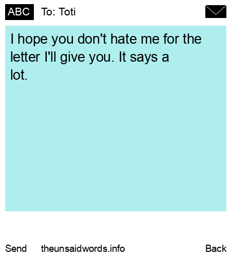unsent message to Toti