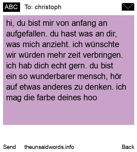 unsent message to christoph
