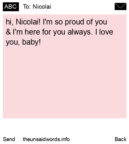 unsent message to Nicolai