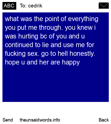 unsent message to cedrik