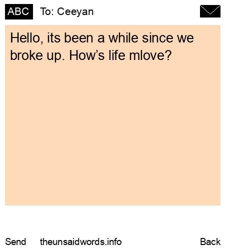 unsent message to Ceeyan
