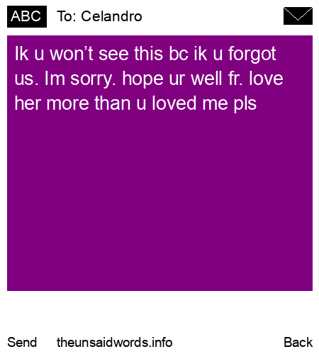 unsent message to Celandro 