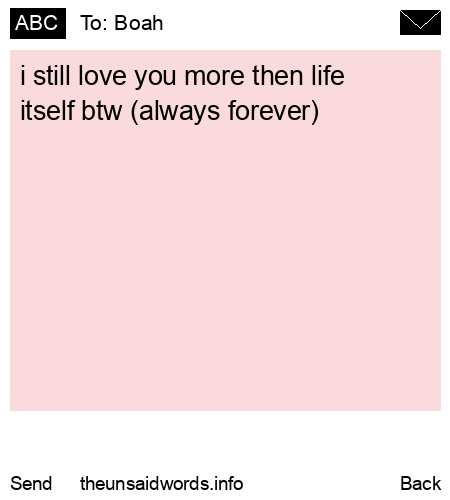 unsent message to Boah