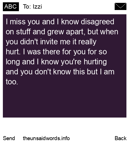 unsent message to Izzi