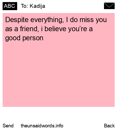 unsent message to Kadija 