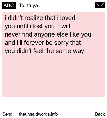unsent message to talya