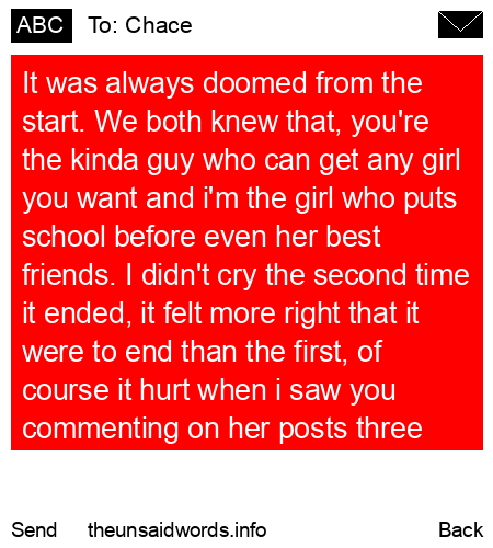 unsent message to Chace