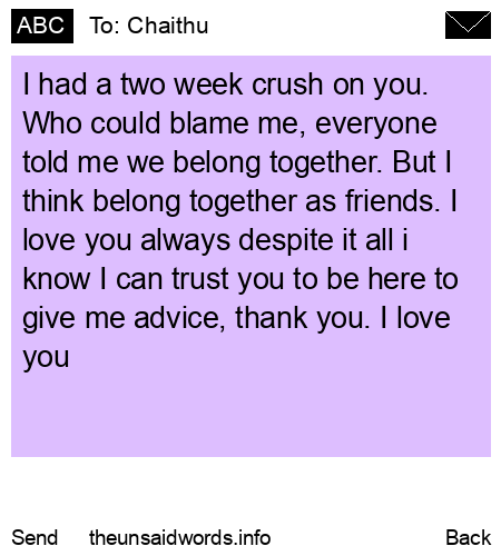 unsent message to Chaithu