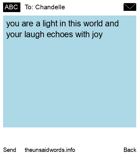 unsent message to Chandelle