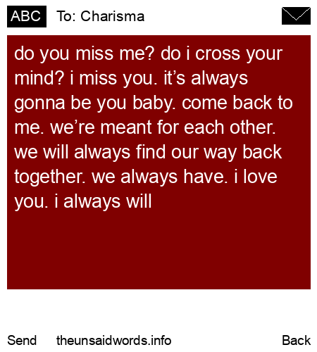 unsent message to Charisma