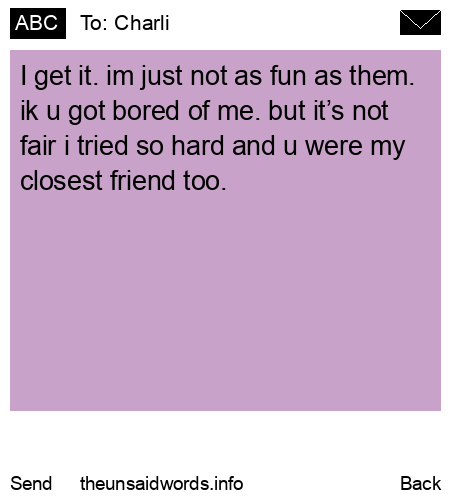unsent message to Charli
