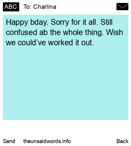 unsent message to Charlina