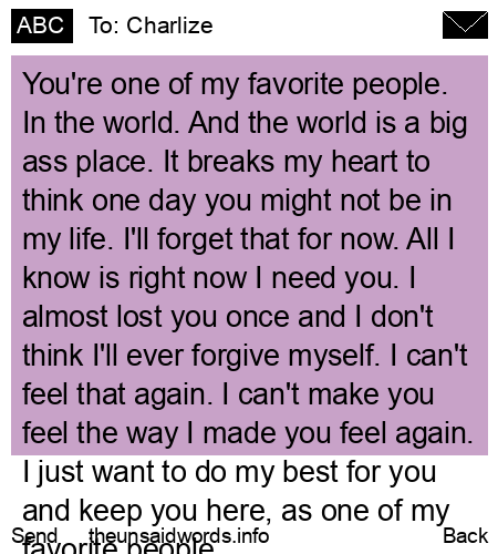 unsent message to Charlize