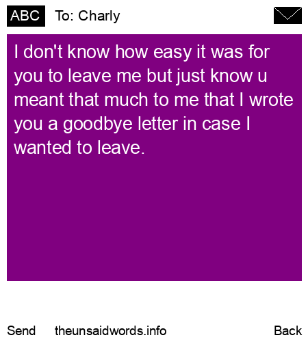unsent message to Charly