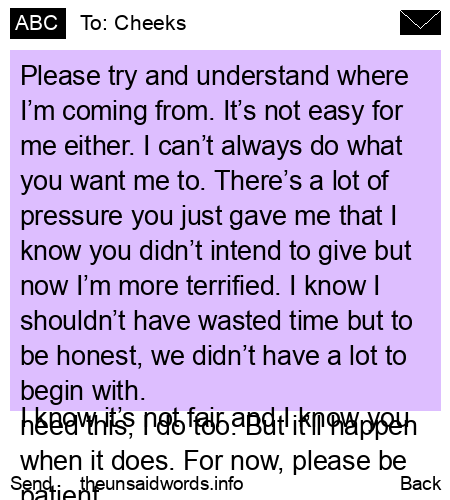 unsent message to Cheeks