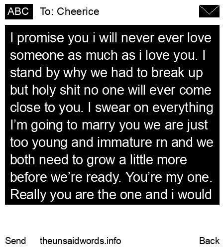 unsent message to Cheerice