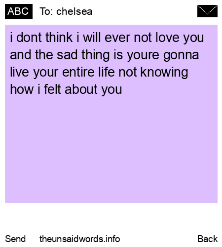 unsent message to chelsea