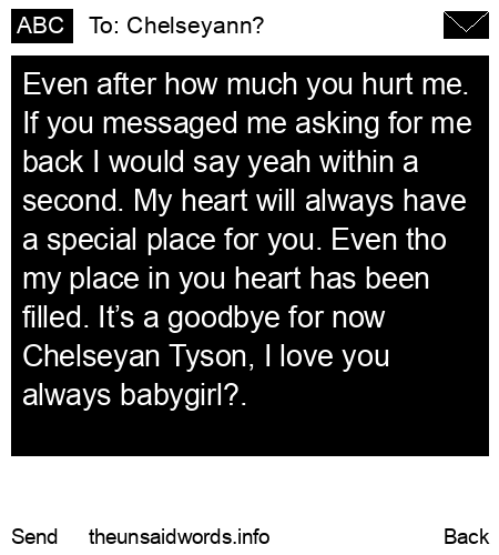 unsent message to Chelseyann?