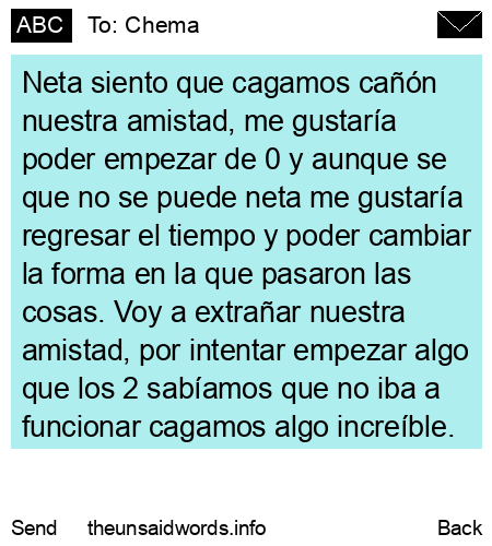 unsent message to Chema