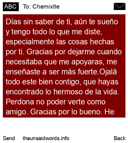 unsent message to Chemixtle