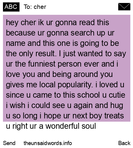 unsent message to cher