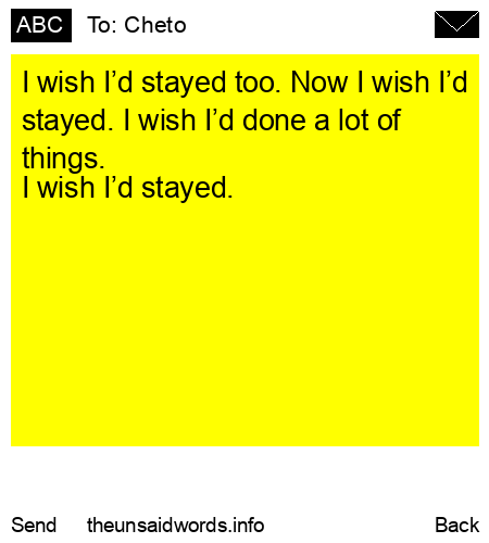 unsent message to Cheto