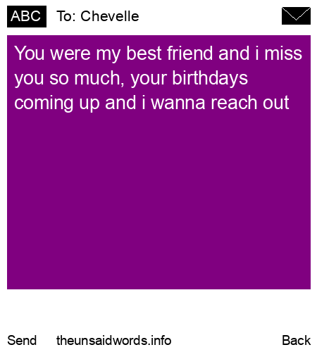 unsent message to Chevelle 